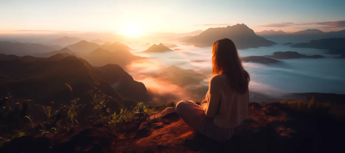 Pessoa caminhando ao nascer do sol